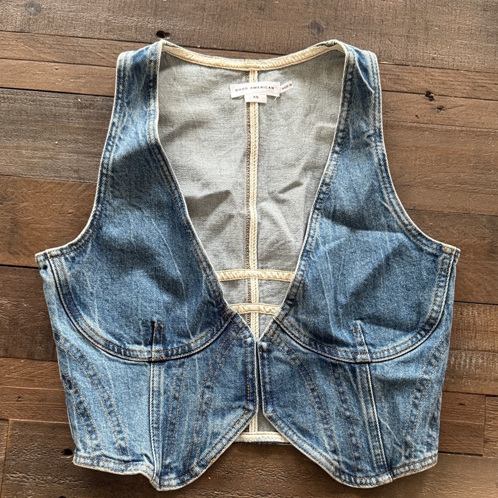 Good American Blue Denim Vest